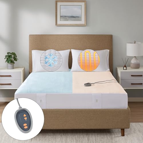 Beautyrest Heated Mattress Pad King - Electric Bed Warmer Cool to Touch, All Seasons Cover, 5 Heat Level, Auto Shut Off, Deep Pocket - Machine Wash Electric Mattress Pad, UL Certified, White, Full