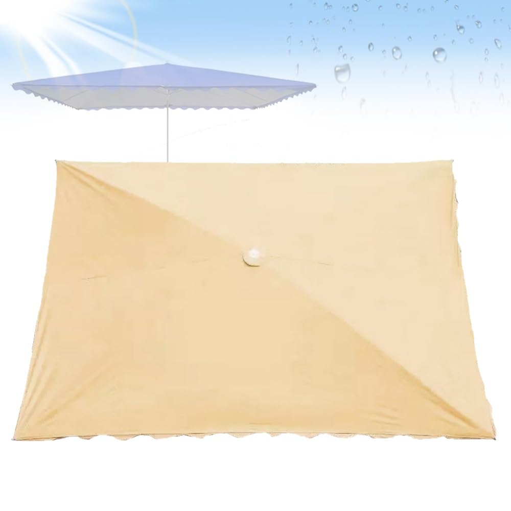 Telo di Ricambio per ombrellone Rettangolare 10x6,5 Piedi, 6 Stecche, Telo di Ricambio per ombrellone da Mercato, Protezione UV (Rosso, 250x200 cm/8'x6,5')