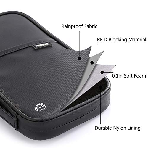 Image of VanFn RFID Travel Passport Wallet, Family Passport Holder, Trip Document Organizer P.Travel Series (Nylon - Black)