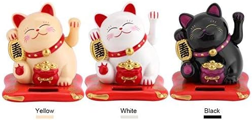 Jadeshay Lucky Cat Waving Moving Arm Fortune Cat Solar PowerWelcoming Cat,Maneki Neko Cute Cat for Home Car Office Desk Decor - Image 4