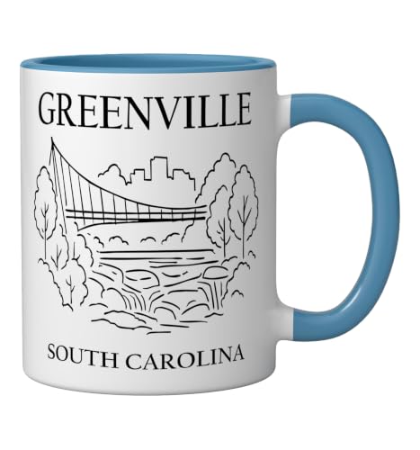 Taza cerámica souvenir Greenville 11oz azul/blanco miniatura 2