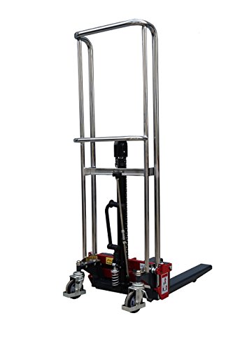 Pake Handling Tools - Fork Type Manual Stacker - Affordable and Easily 59” Lift - 880 lbs Capacity for Short Skid/Boxes