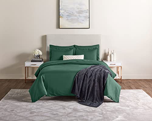 Image of Nestl Dark Green Duvet Cover King Size - Soft King Duvet Cover Set, 5 Piece Double Brushed Duvet Cover with Button Closure, 1 King Size Duvet Cover 104x90 inches, 2 Pillow Shams, and 2 Pillowcases