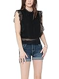 ONLY Damen Onlkaro S/L Lace Top Wvn, Schwarz, L