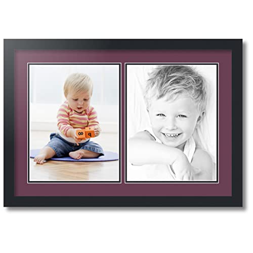 ArtToFrames Collage Photo Frame Double Mat with 2 - 10x13 Openings and Satin Black Frame