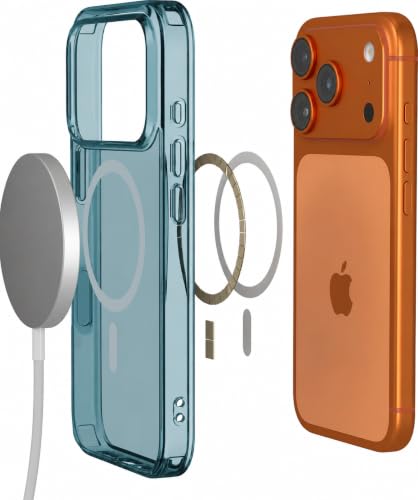 Image of Elzzi Anti Scratch Semi Translucent Cover for iPhone 17 Pro Case, Premium PC + TPU Magnetic Phone Cases Drop Proof, Compatible with Magsafe Slim Never Yellowing Shockproof - Blue