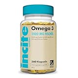 Incite Nutrition Omega 3 Fischöl-Kapsel 2000 mg. 360 Softgel-Kapseln. 6-monatiger Vorrat von Omega 3 Kapseln hochdosiert mit EPA & DHA. Ohne GMO, in der UK hergestellt, kein fischiger Nachgeschmack