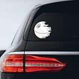 Death Star Silhouette Sticker Decal Notebook Car Laptop 5.5' x 5.5' (White)
