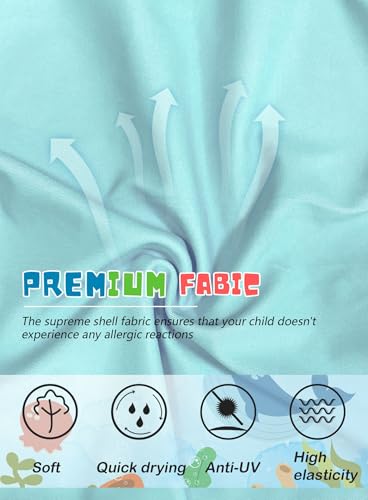 Toddler Boys Blue Shark Swimsuit - Kid Cute Bathing Suit Short Sleeve Shirt Trunks Hat Rash Guard Swimwear 3Pcs Set4