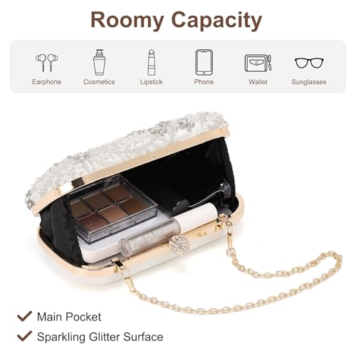 Image of DTGN Evening Bags Clutch Purses for Women Formal, Bridal Purses Rhinestone Handbags Shoulder Bag with Chain Sparkly