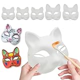 Liokoon 5PCS Therian Mask Cat Fox Masks Paper DIY to Paint Costume Props for Furry Fursuit Masquerade Cosplay Party