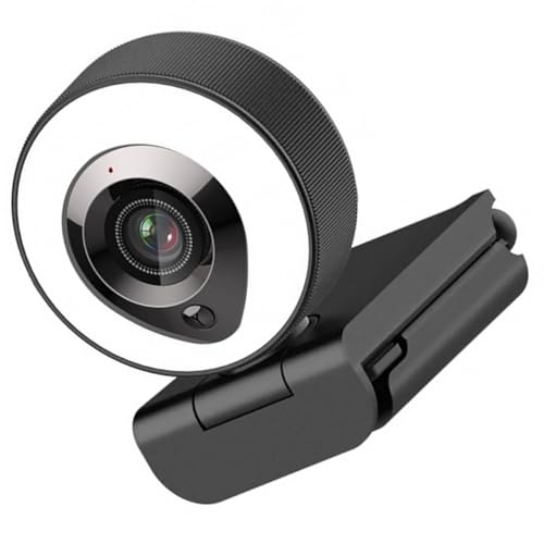 SEWACC Cámara Web Multifunción Enfoque Automático 4K y Luz de Relleno para Reuniones Online y Grabación en PC