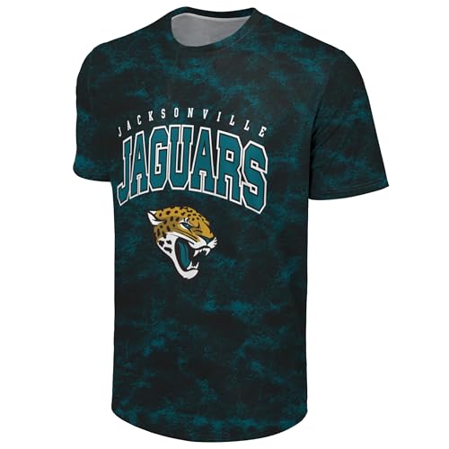 FOCO NFL Men's Officially Licensed Big Logo Wordmark Camo Performance Game Day Team Color Crewneck T-Shirt - Jacksonville Jaguars - Black - (Small)