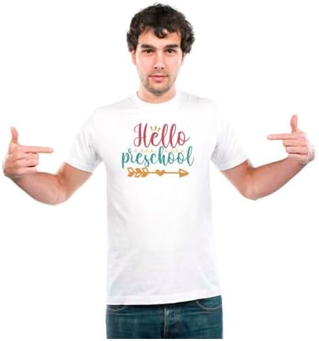 Unisex Round Neck Graphic ' School | Hello pre- School' Polyester T-Shirt White