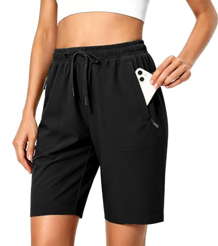 Image of SMENG Hiking Shorts Women Summer Lightweight Quick Dry Cargo Short with Pockets Black L