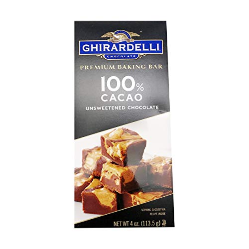 Ghirardelli Premium 100% Cacao Unsweetened Chocolate Baking Bar, 4 Oz Bar #TOP1