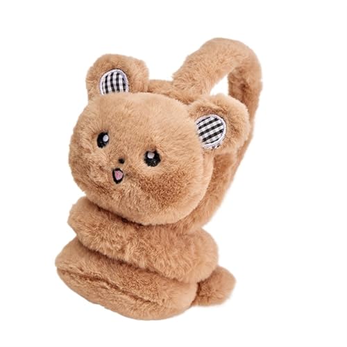Cache-oreilles enfant ours peluche marron pour éviter les oreilles froides en hiver