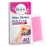 Veet Easy Gelwax Legs Hair Removal Wax Strips for Normal Skin, 40 pack