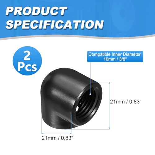 2 adaptadores de extensión G1/4 hembra negro sourcing map con codo de 90° 3