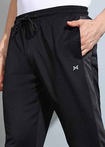 Image of Force NXT Black Jogger for Men Pack of 1 | Men's Dry Fit Active Wear Pants | Stretchable Lowers with Zipper Pockets | Anti Odour Jogger Pant for Gym, Yoga and Sports