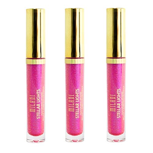 Pack of 3 Milani Stellar Lights Holographic Lip Gloss, Fluorescent Fuchsia 05