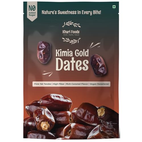 Khari Foods Premium Black Kimia Dates, High Fibre, Soft Khajur/khajoor, Energy Booster, Clean Health Snacks (400g)