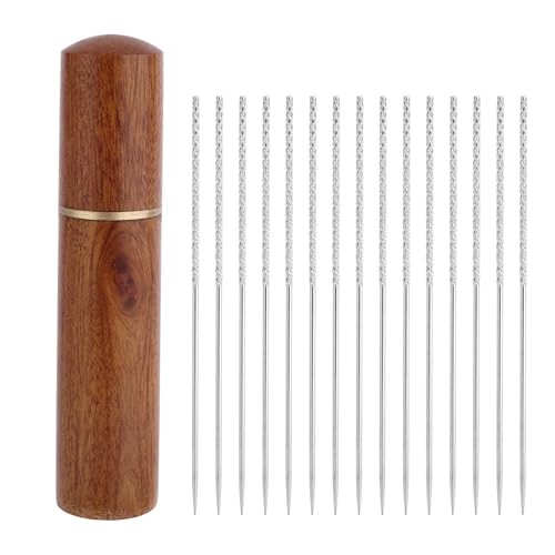 15 Stück Fadenreparaturnadeln, 6cm Strickreparaturwerkzeuge mit Holzfassung Unverzichtbar für Strickwaren Pullover Kleidung Vorhänge & Textilpflege (Silber)