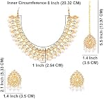 Efulgenz Indian Bijoux Collier Choker Maang Tikka Boucles d'oreilles Bollywood Mariage Cristal Kundan Collier Boucles D'oreille Chaîne de tête