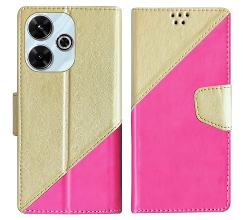 Image of SBMS Flip Cover for Redmi 13 5G / Redmi 13 4G Back Cover Case with Magnatic Closure | Inbuilt Stand | Card & Money Pocket (MultiPink)