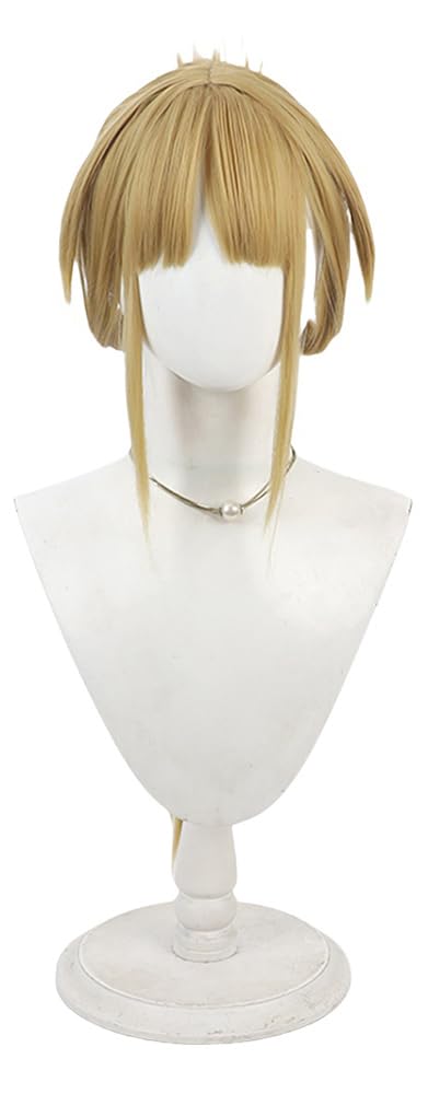 Men's Golden Brown Cosplay Wig with Bangs Long Straight Pigtails Synthetic Hair Role Play Anime Halloween Costume Wig