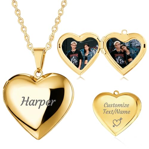 KZCKZC Custom Locket Necklace for Women Personalized Heart Necklace with