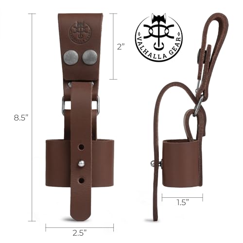 Valhalla Gear, Rustic Axe Holder with Belt Loop, Waist Holder for Axes, Hip Holster for Tools, Thick Full Grain Leather, Handmade (Bourbon Brown)