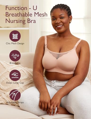 Image of Momcozy Nursing Bras for Breastfeeding, Breathable Mesh Nursing Bras Comfort Maternity Bra Wireless Pregnancy Sleep Bra