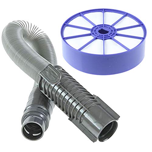 SPARES2GO Grey Stretch Hoover Hose & Washable Pre Filter for Dyson DC33 Vacuum Cleaner