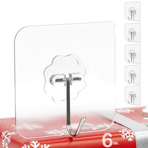 Menz selbstklebende Haken – 6 Stück Klebehaken extra stark,...