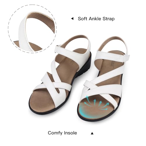 Image of SHIBEVER Wedge Sandals for Women Dressy: Comfortable Low Heel Sandals | Adjustable Casual Dress Shoes with Cushioned Insole and Non-Slip Sole, All-Day Walking
