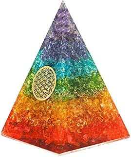 7 Chakra Orgone Pyramid Generate Positive Energy-Chakra Balancing Gemstone Copper Reiki Healing Orgonite Crystal Pyramid-Energy Pyramid for Magnetic Therapy Yoga Meditation Healing Inner Courage Kit
