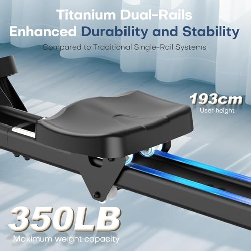 Rowing Machine for Home Gym, EvoSpark Magnetic Rowing Machines 350 LB Weight Capacity - Foldable Rower for Home Use with App Supported, Upgrade to Double Slide Rail - Image 4