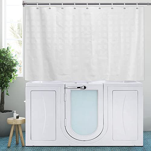 YISURE White Short Shower Curtain 40 inch Length for Walkin Tub with Hooks