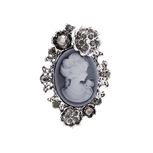 Image of lureme Vintage Elegant Victorian Lady Beauty Cameo with Crystal Brooch Pin (br000017)