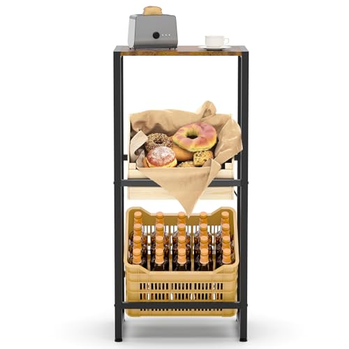 Suhu Getränkekistenregal 2 Kisten Getränkeregal mit Ablage Regal Getränkekisten Küche Kistenregal Wasserkistenregal Bierkistenregal, Speisekammer Abstellraum Balkon Belastbarkeit 150kg Schwarz