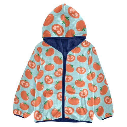 Tomato Texture Healthy Food Girls Fleece Jacket Girls Fall Jacket Girls Zip Up Hoodie Girls Sherpa Jacket 2-10T