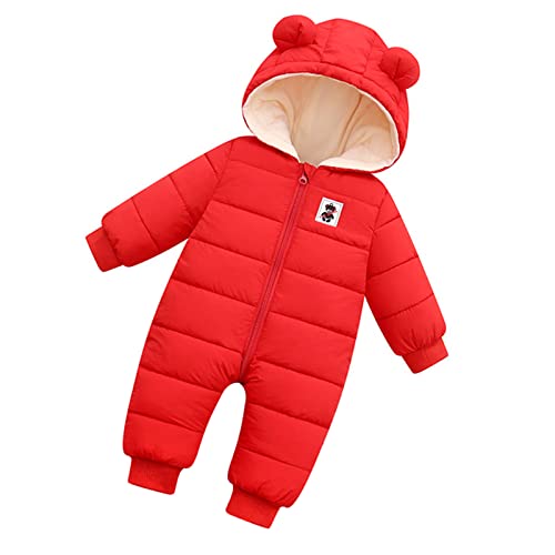 Yuehuam Macacão de neve para bebês recém-nascidos, casaco quente com capuz, roupas infantis para men