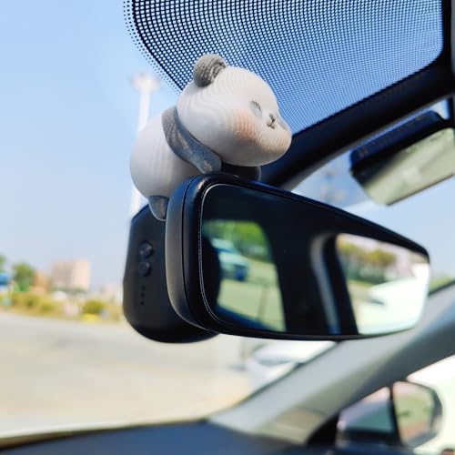 Image of Cute Furry Animal Rear View Mirror Accessories, Car Dashboard Decoration