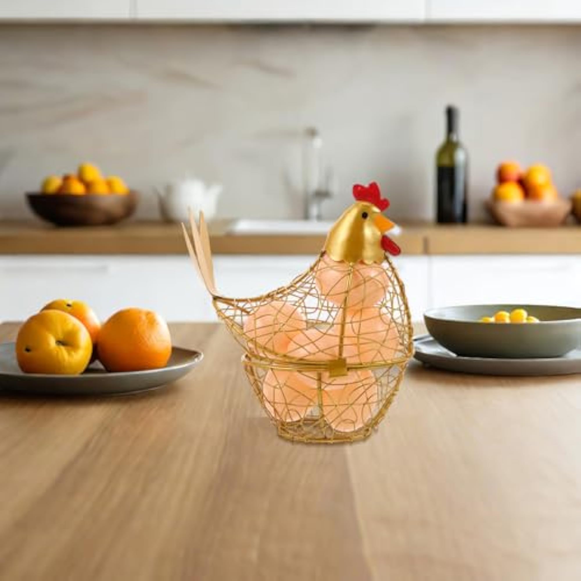 Wire Chicken Egg Holder Basket with Decorative Lid