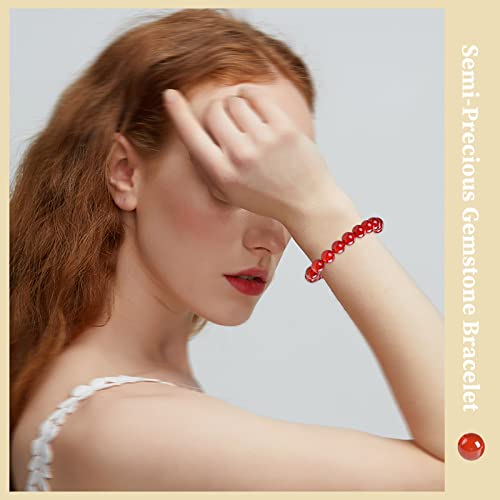 12 PCS 8mm Semi-Precious Gemstone Bracelet Set Crystal Stone Bracelets for Men Women Round Beaded Adjustable Macrame Bracelets2