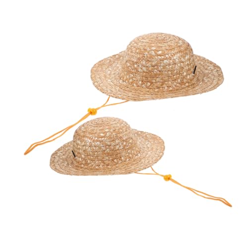 Luxshiny 2Pcs Blank Straw Sun Hat with Wide Brim DIY Craft Beach Cap for Summer Outdoor Fun Lightweight and Breathable Sun Protection Hat for Boys Khaki