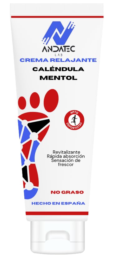 Crema Relajante para Pies ANDATEC – Alivio inmediato de fatiga y dolor, efecto antiinflamatorio con mentol y caléndula, recuperación muscular y bienestar diario