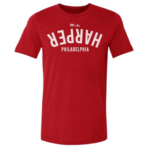 500 LEVEL Bryce Harper Philadelphia Invert Mens Cotton T-Shirt (Red 2XL)