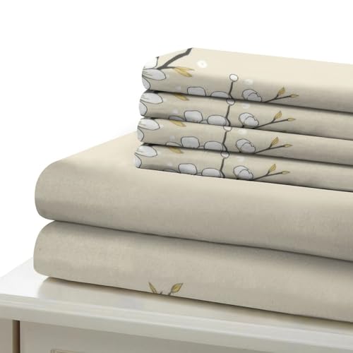Parure de lit en microfibre de qualité supérieure coloris crème texturé doux